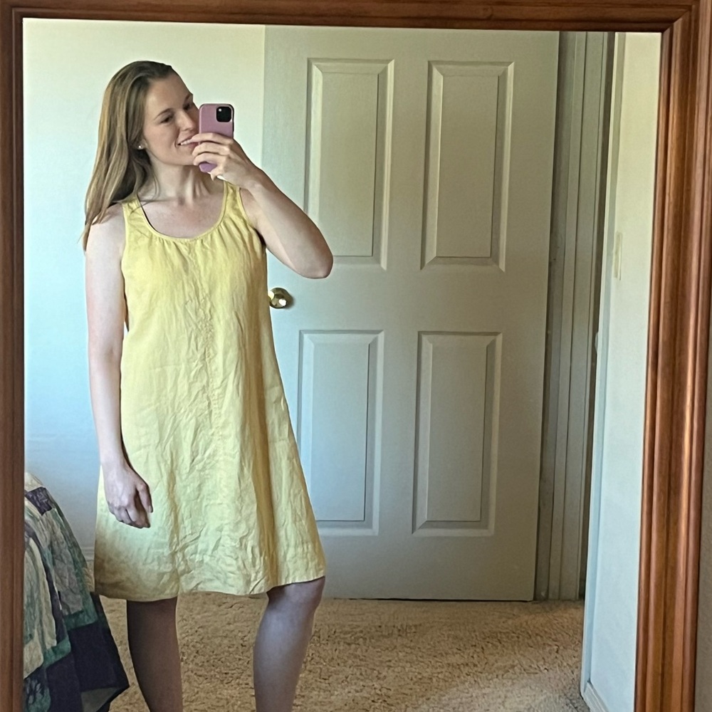 J Jill 100% Linen Yellow Dress